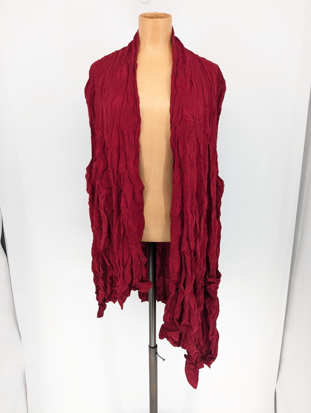 Chalet Et Ceci Asymmetrical Open Front Vest Crinkle Lagenlook Womens 1X